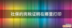 社保的完税证明在哪里打印