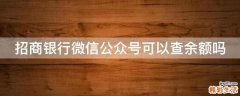 招商银行微信公众号可以查余额吗