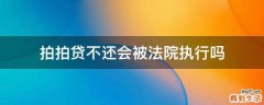 拍拍贷不还会被法院执行吗