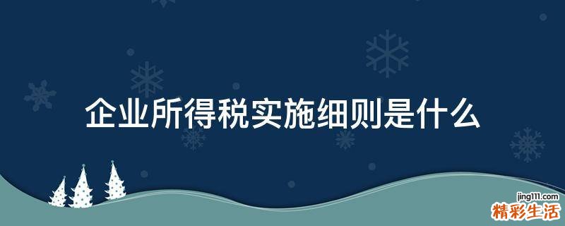 企业所得税实施细则是什么