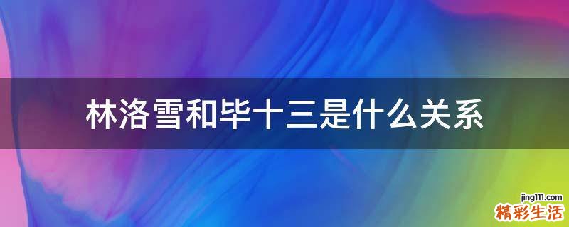 林洛雪和毕十三是什么关系