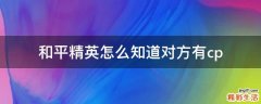 和平精英怎么知道对方有cp