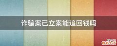 诈骗案已立案能追回钱吗