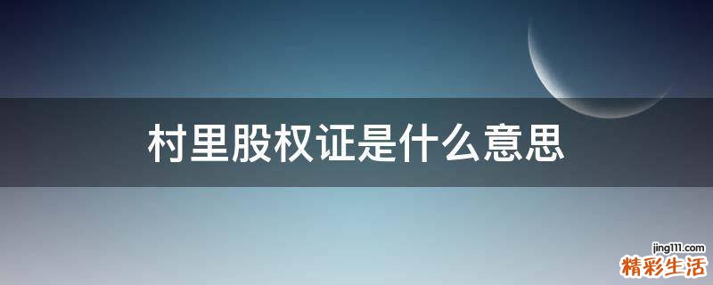村里股权证是什么意思