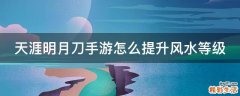天涯明月刀手游怎么提升风水等级