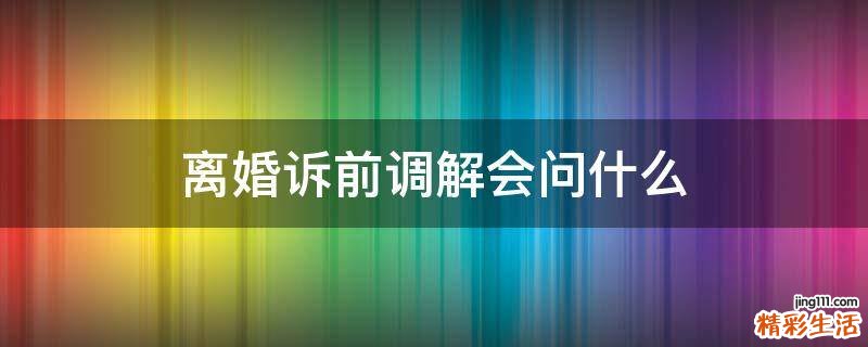 离婚诉前调解会问什么