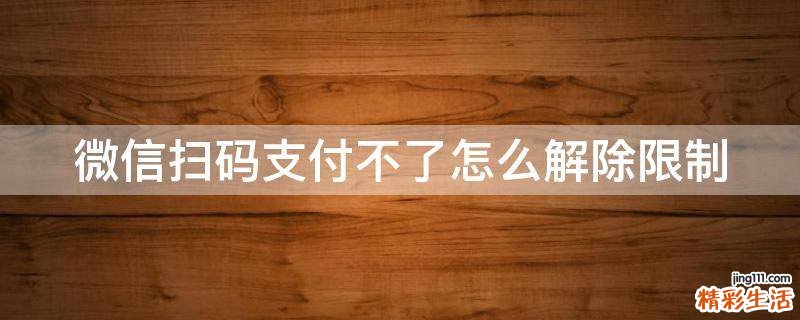 微信扫码支付不了怎么解除限制