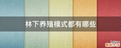 林下养殖模式都有哪些