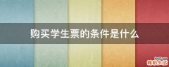 购买学生票的条件是什么
