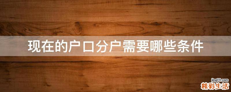 现在的户口分户需要哪些条件