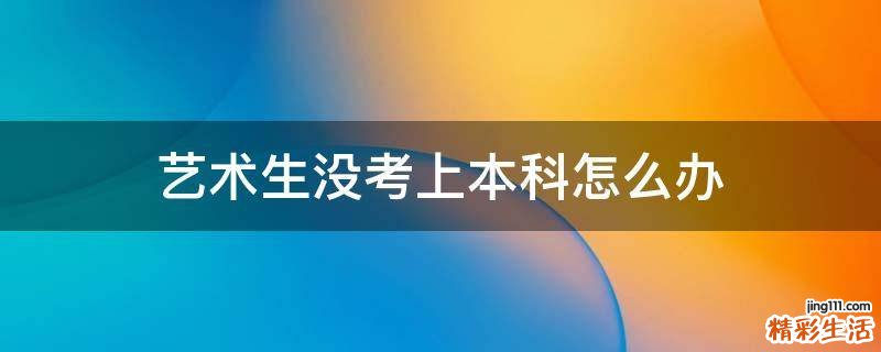 艺术生没考上本科怎么办