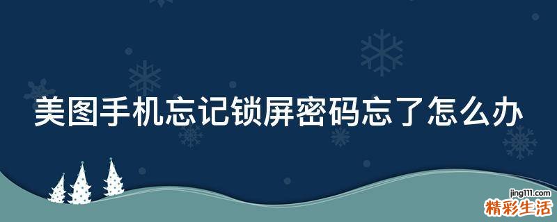 美图手机忘记锁屏密码忘了怎么办