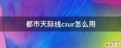 都市天际线csur怎么用