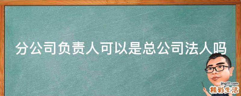 分公司负责人可以是总公司法人吗