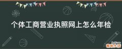 个体工商营业执照网上怎么年检