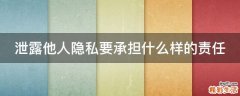 泄露他人隐私要承担什么样的责任