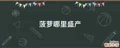 菠萝哪里盛产