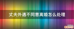 丈夫外遇不同意离婚怎么处理