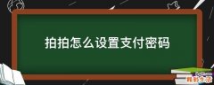 拍拍怎么设置支付密码
