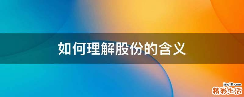 如何理解股份的含义