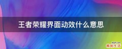王者荣耀界面动效什么意思