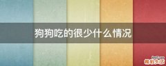 狗狗吃的很少什么情况