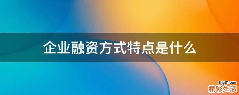 企业融资方式特点是什么