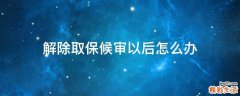 解除取保候审以后怎么办