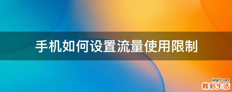 手机如何设置流量使用限制
