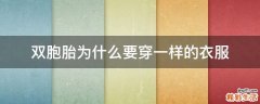 双胞胎为什么要穿一样的衣服