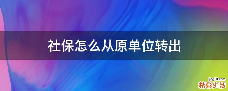 社保怎么从原单位转出