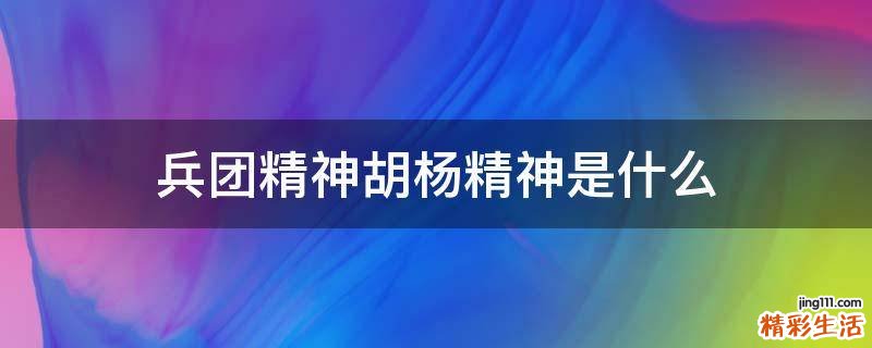 兵团精神胡杨精神是什么