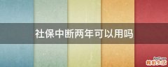 社保中断两年可以用吗