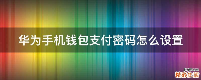 华为手机钱包支付密码怎么设置