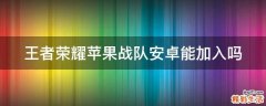王者荣耀苹果战队安卓能加入吗