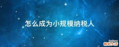 怎么成为小规模纳税人