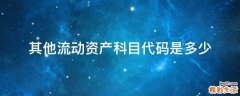 其他流动资产科目代码是多少
