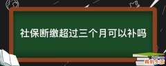 社保断缴超过三个月可以补吗
