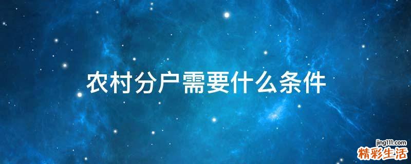 农村分户需要什么条件