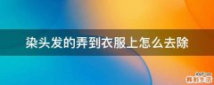 染头发的弄到衣服上怎么去除