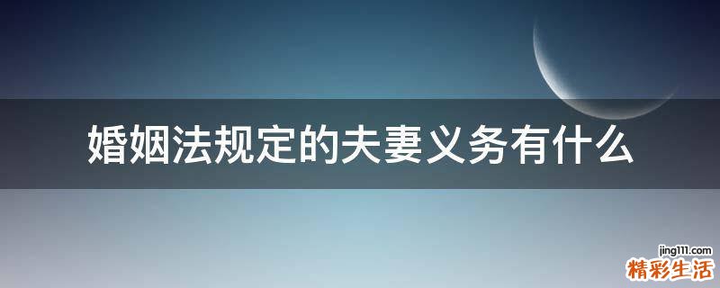 婚姻法规定的夫妻义务有什么