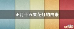 正月十五看花灯的由来