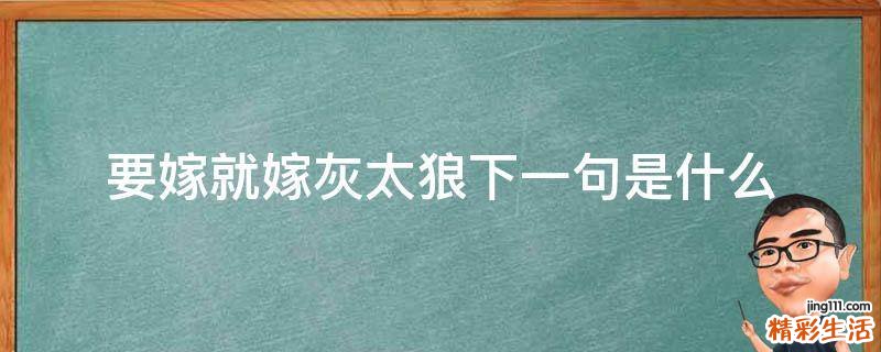要嫁就嫁灰太狼下一句是什么