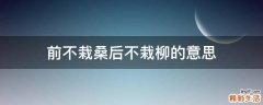 前不栽桑后不栽柳的意思