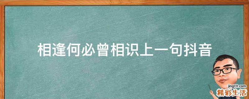 相逢何必曾相识上一句抖音