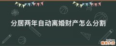 分居两年自动离婚财产怎么分割