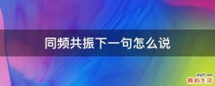 同频共振下一句怎么说