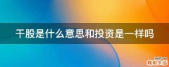 干股是什么意思和投资是一样吗