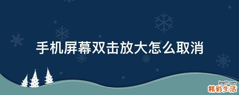 手机屏幕双击放大怎么取消