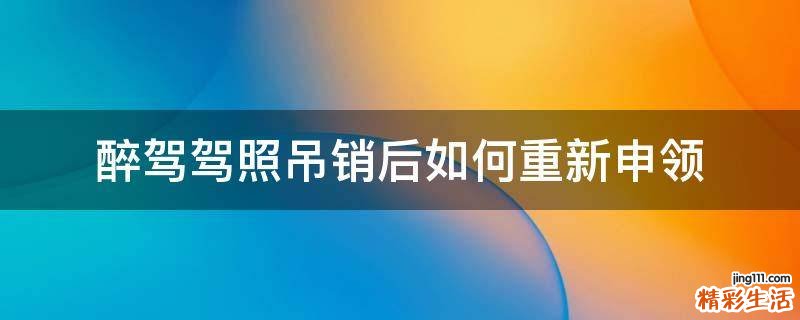 醉驾驾照吊销后如何重新申领